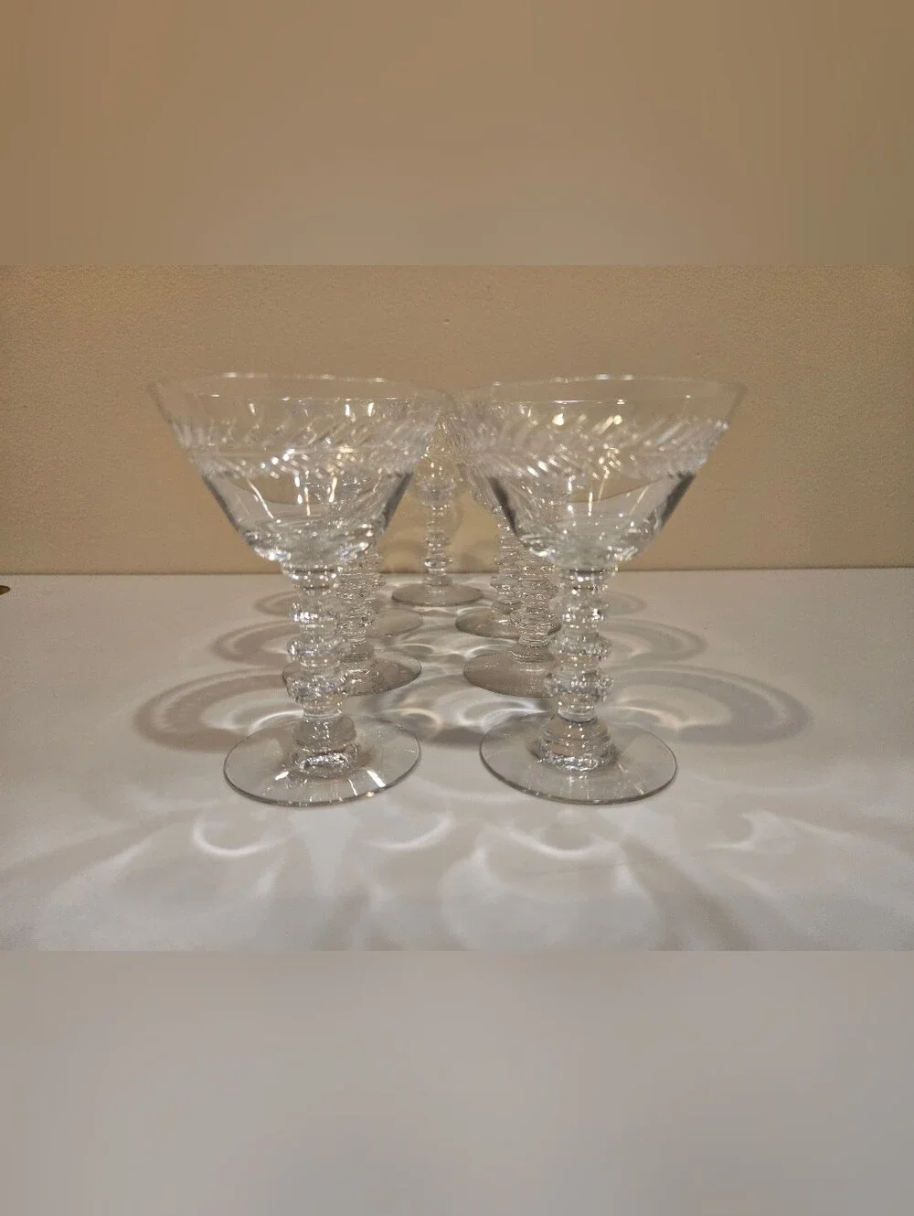 Vintage Tiffin-Franciscan Crystal Sherry Stemware In Woodstack Pattern X 7